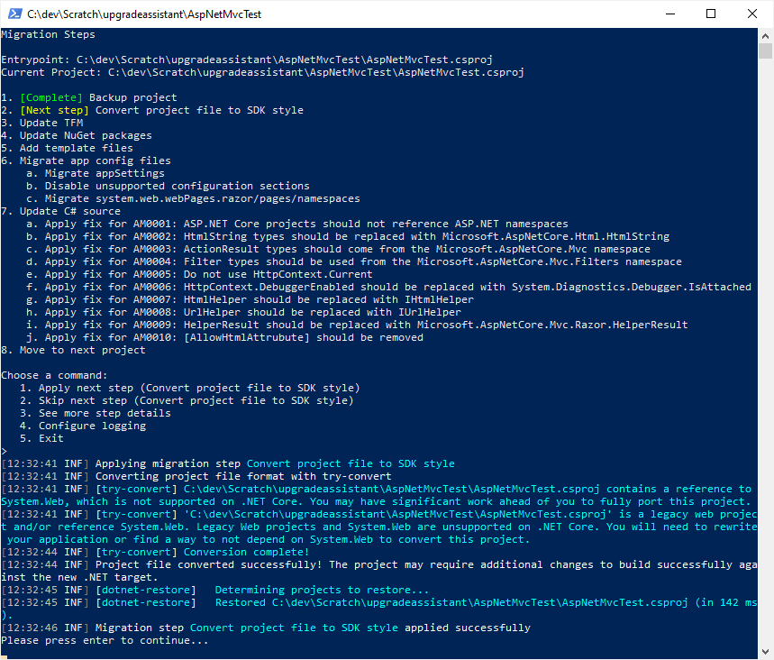 .NET 升级助手将项目转换为 SDK 样式